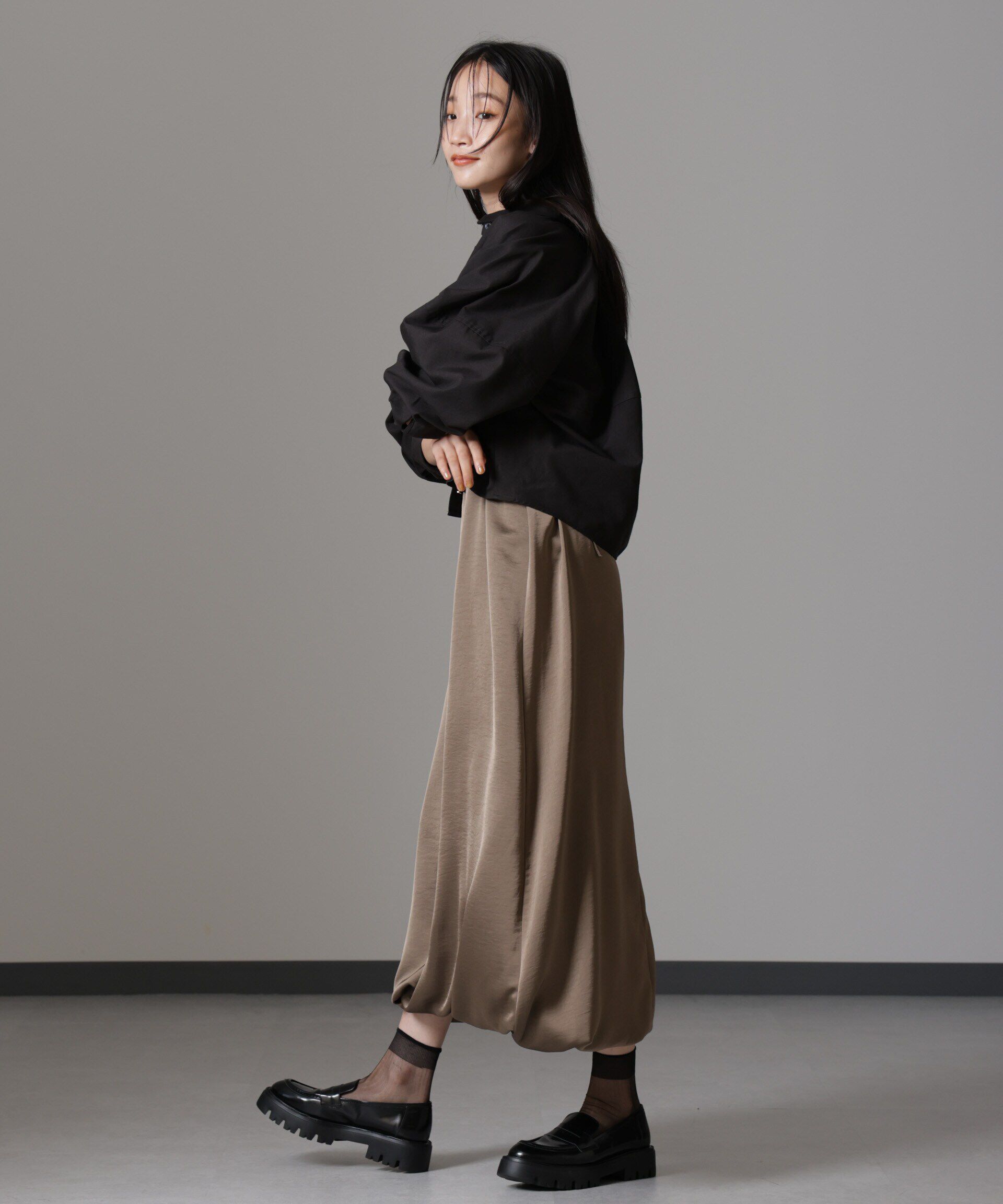 nano･universe「ウェーブサテンバルーンキャミワンピース」|ワンピース|