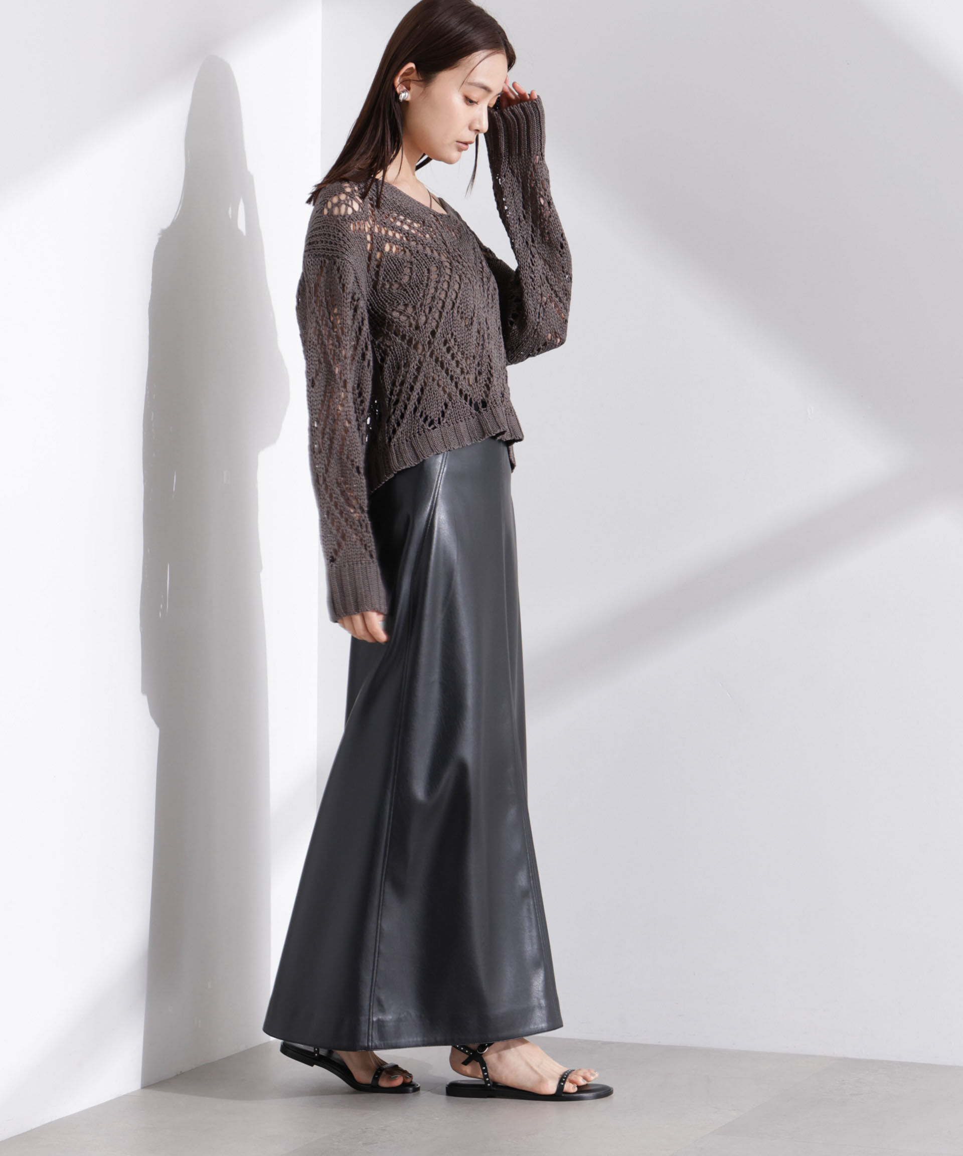 nano･universe「リリヤーン透かし編み柄ニットプルオーバー」|ニット・セーター|