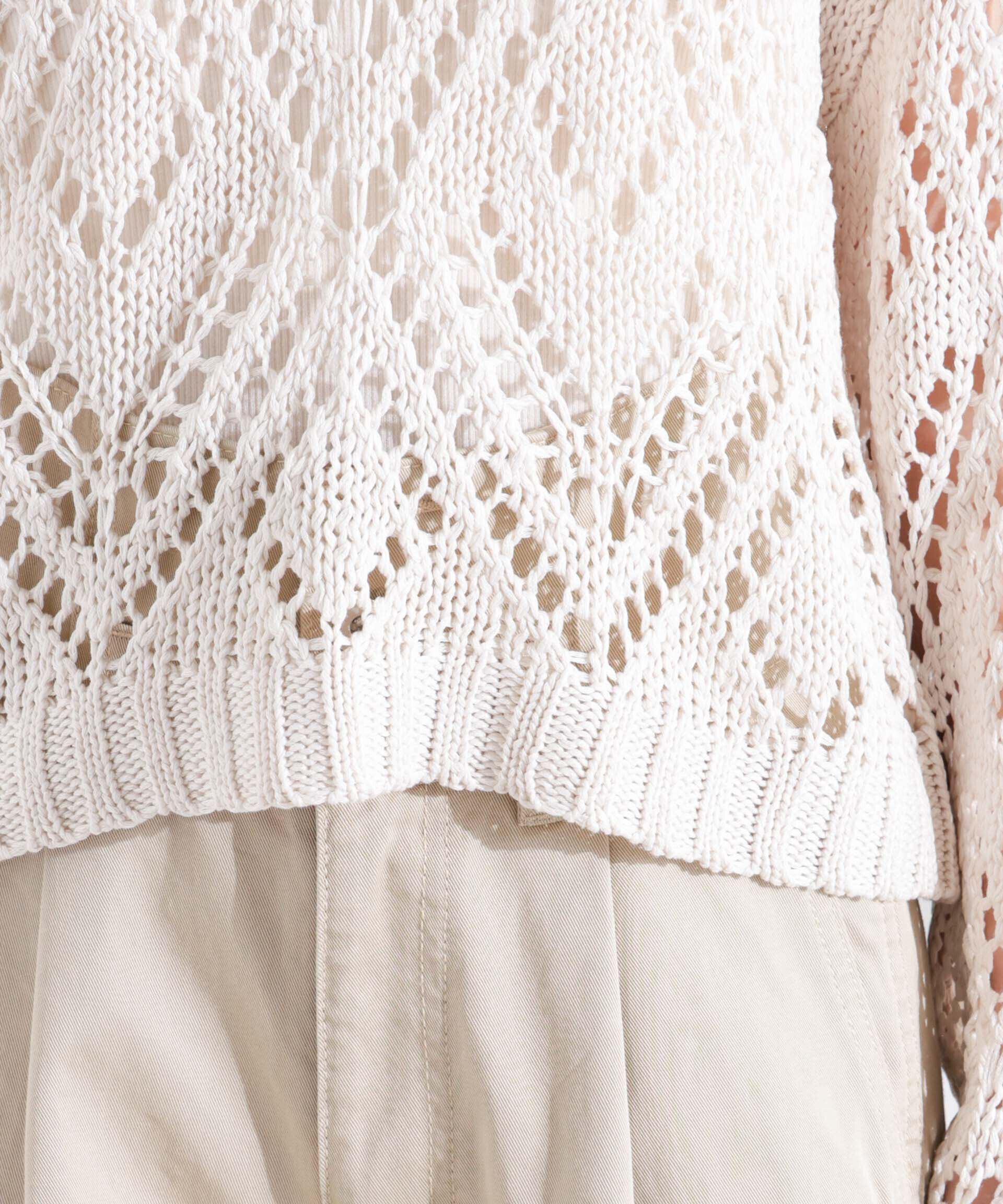 nano･universe「リリヤーン透かし編み柄ニットプルオーバー」|ニット・セーター|