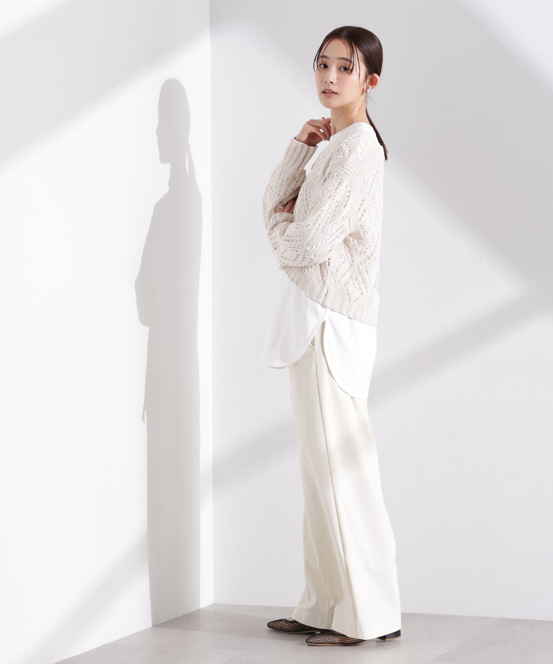 nano･universe「リリヤーン透かし編み柄ニットプルオーバー」|ニット・セーター|