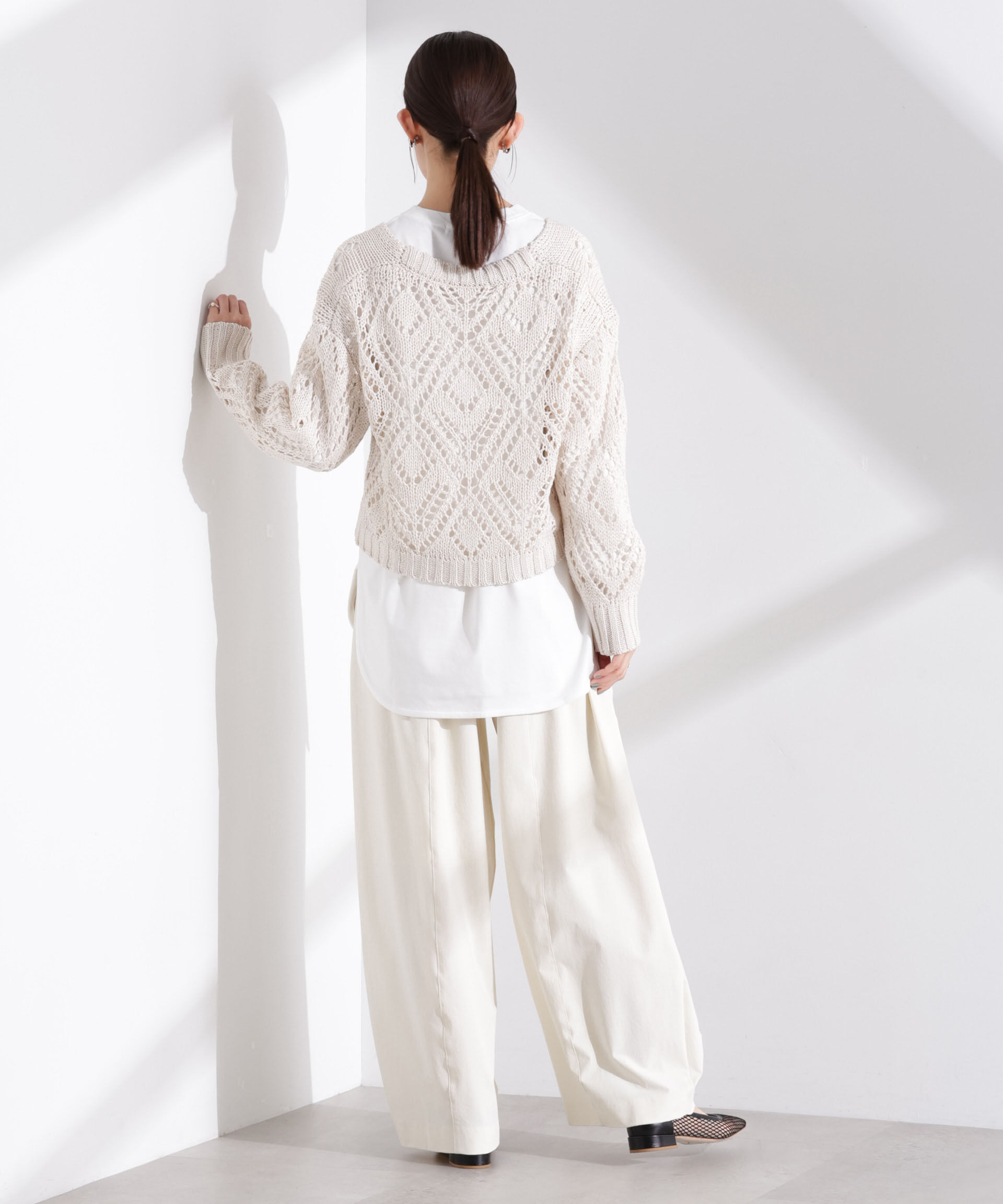 nano･universe「リリヤーン透かし編み柄ニットプルオーバー」|ニット・セーター|