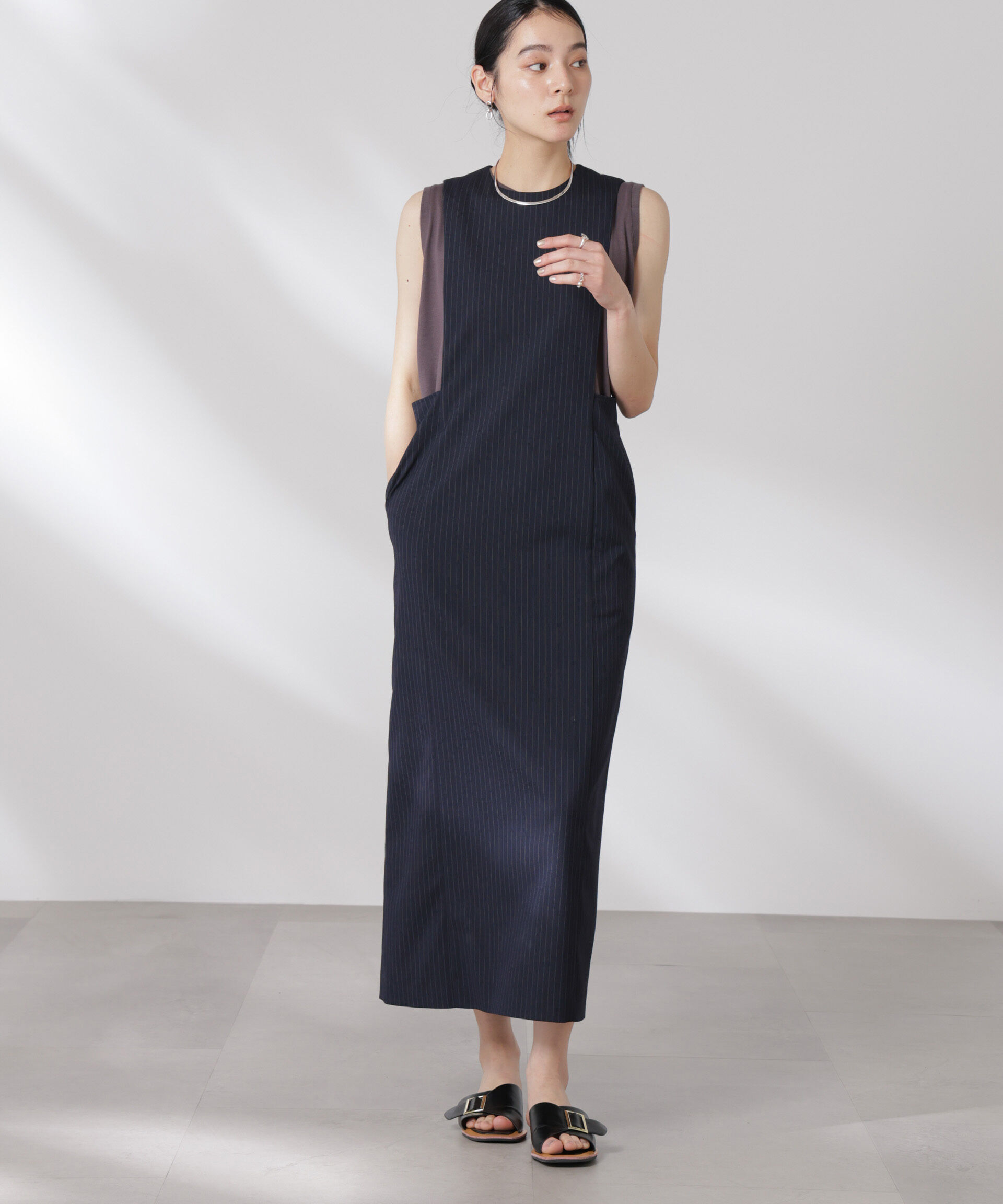 nano･universe「サイドオープンエプロンワンピース」|ワンピース|