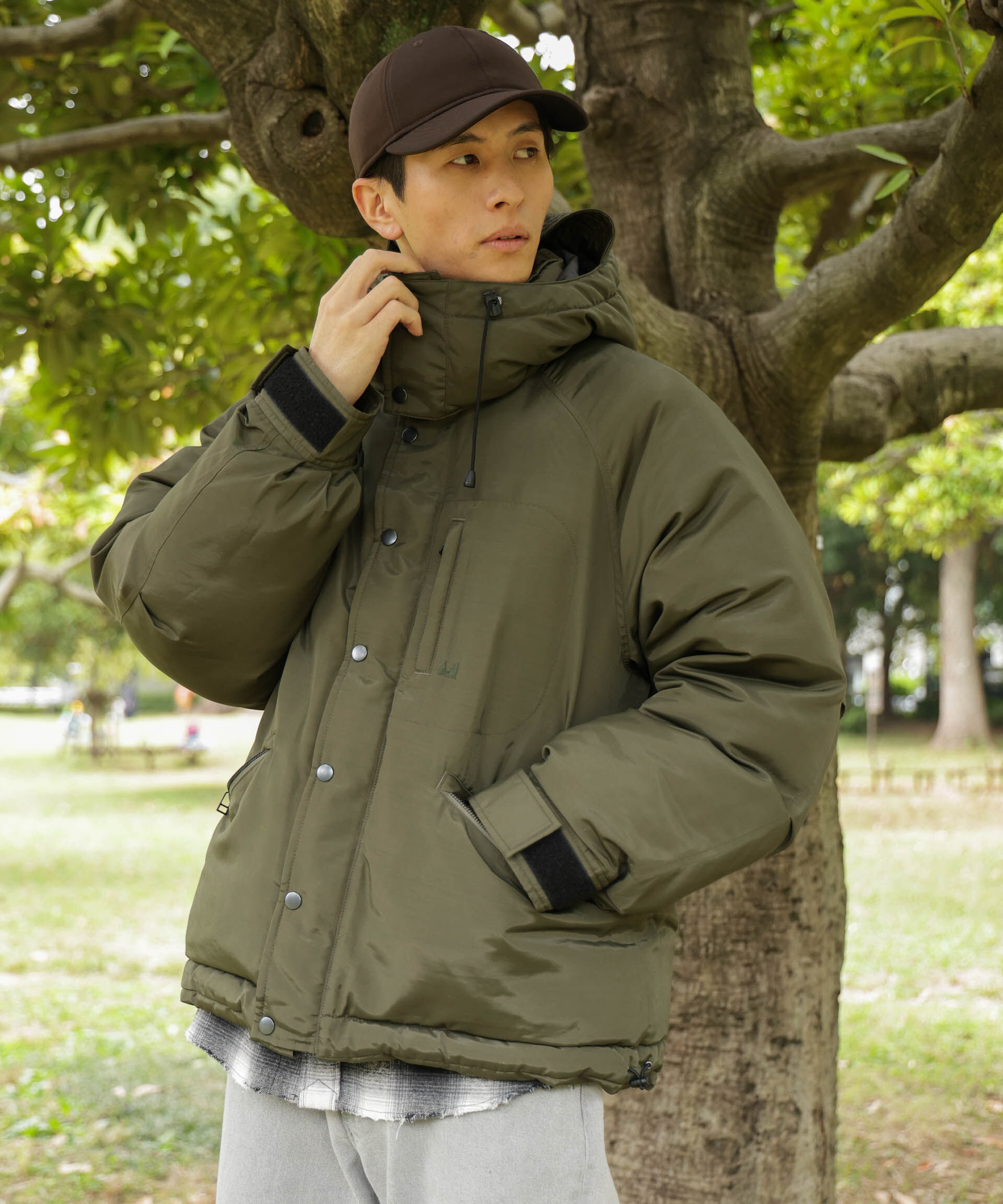 nano･universe「｢OGAWA PRODUCTS｣anewdown(R) 2WAYダウン 難燃性、撥水」|ダウン|カーキ