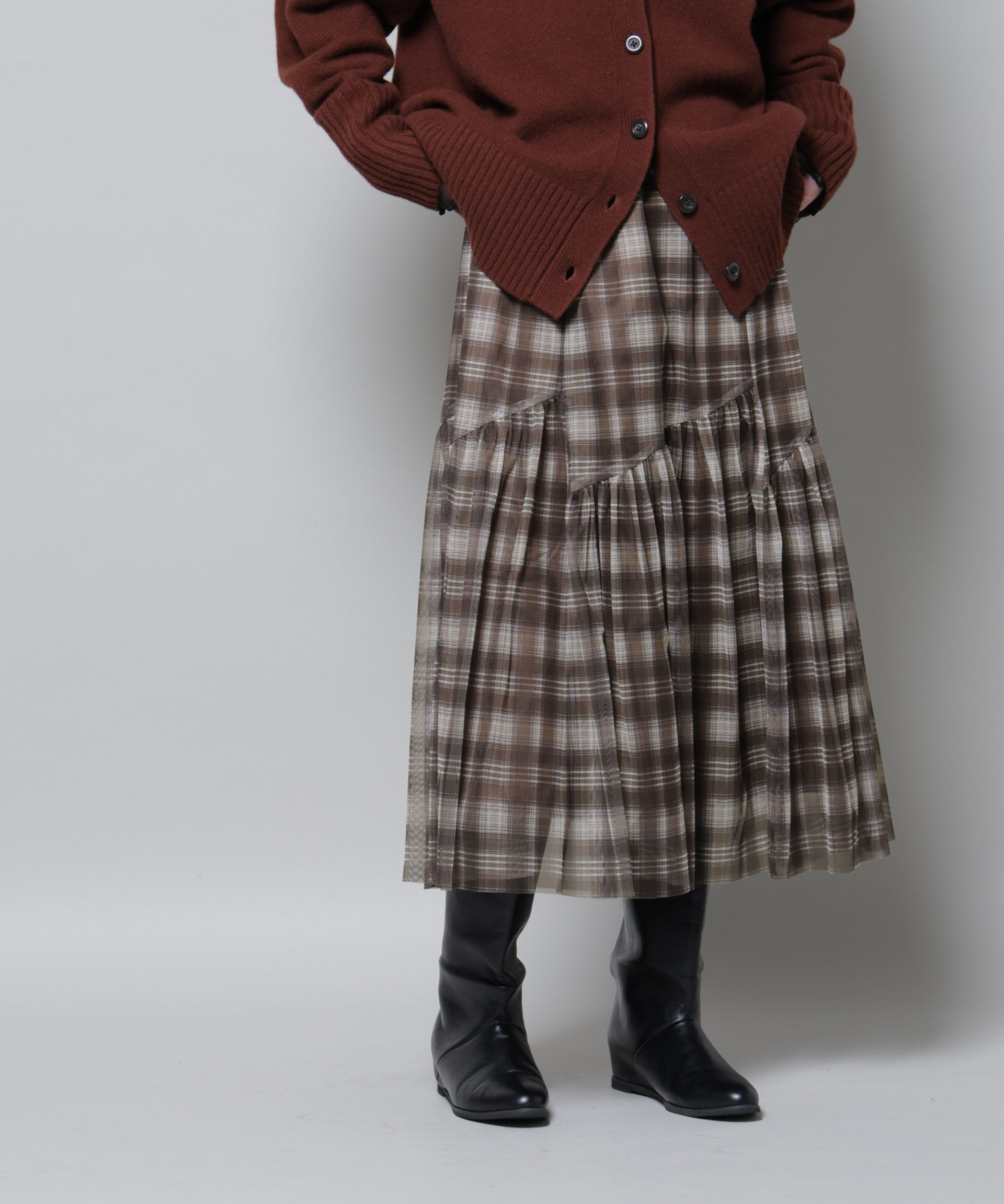 nano･universe「オンブレーチェックチュールスカート」|スカート|