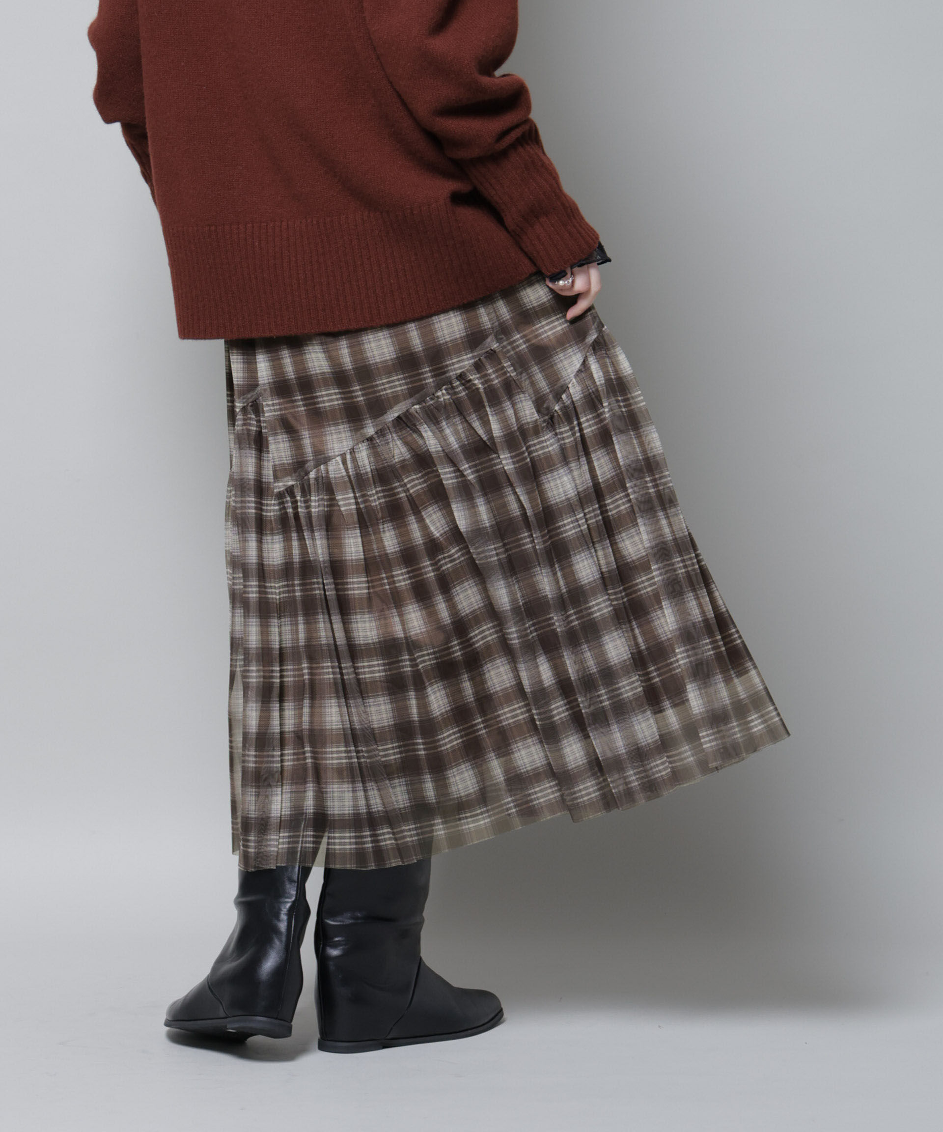 nano･universe「オンブレーチェックチュールスカート」|スカート|