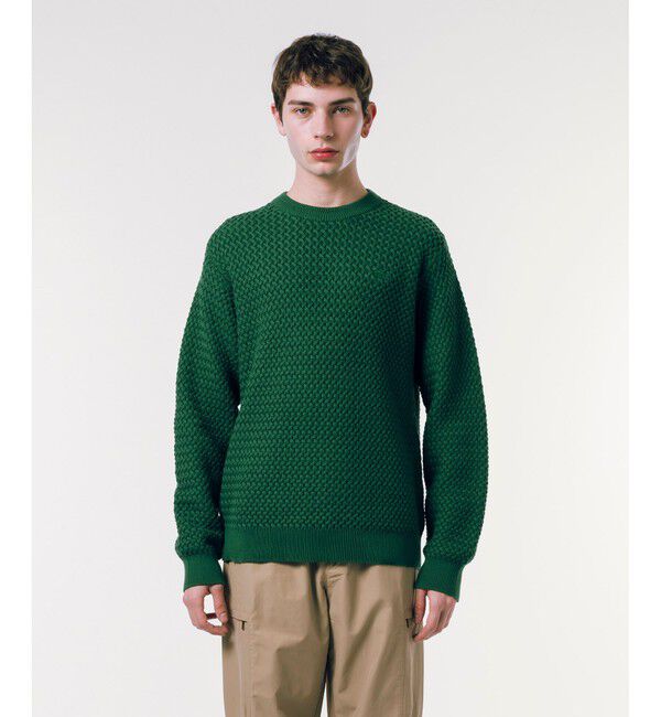LACOSTE「ローゲージ バスケット編み ニットクルーネックセーター」|ニット・セーター|グリーン
