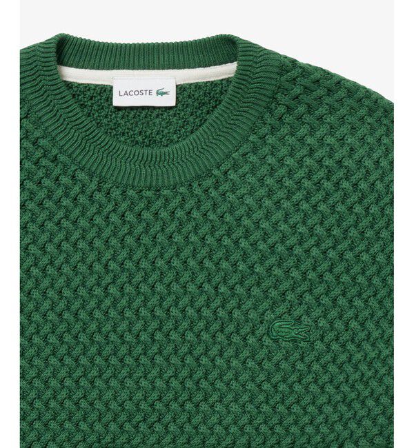 LACOSTE「ローゲージ バスケット編み ニットクルーネックセーター」|ニット・セーター|