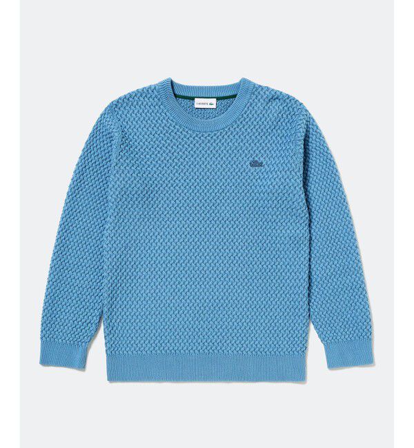 LACOSTE「ローゲージ バスケット編み ニットクルーネックセーター」|ニット・セーター|グレイッシュブルー