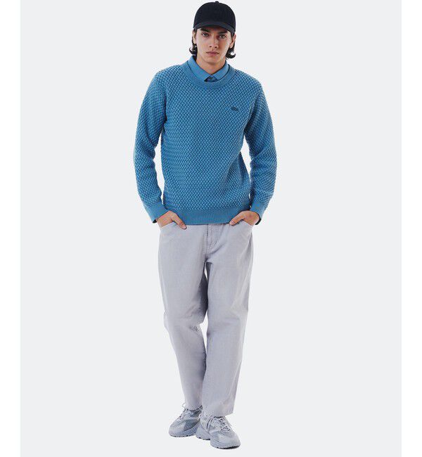 LACOSTE「ローゲージ バスケット編み ニットクルーネックセーター」|ニット・セーター|