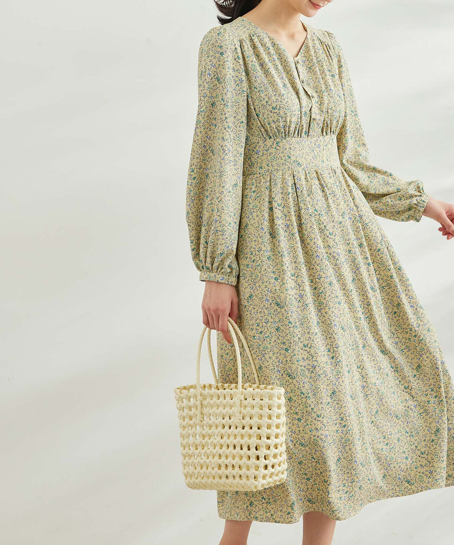 Rope&rsquo;Picnic「小花柄ハイウエストワンピース」|ワンピース|ベージュ(27)