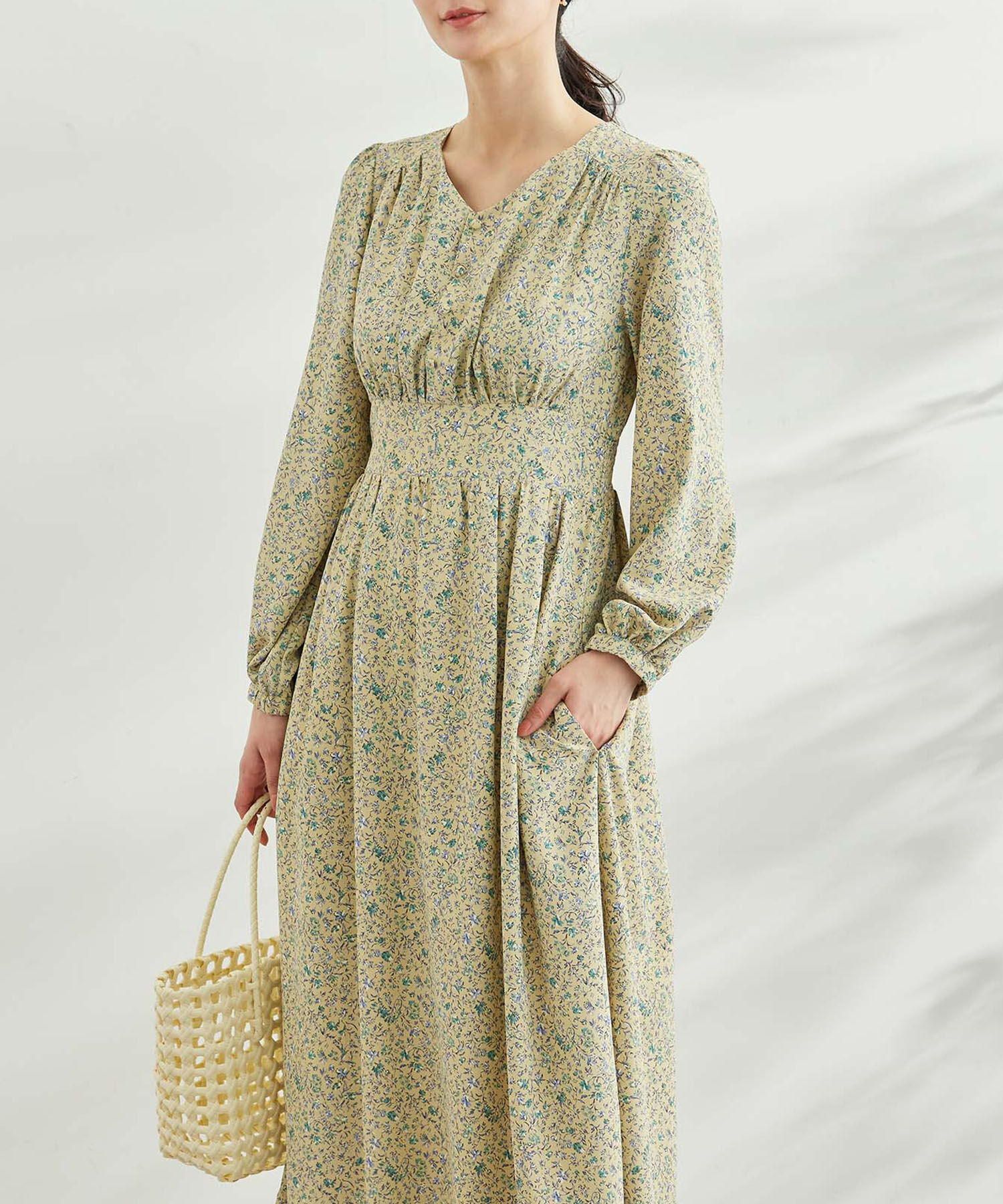 Rope&rsquo;Picnic「小花柄ハイウエストワンピース」|ワンピース|