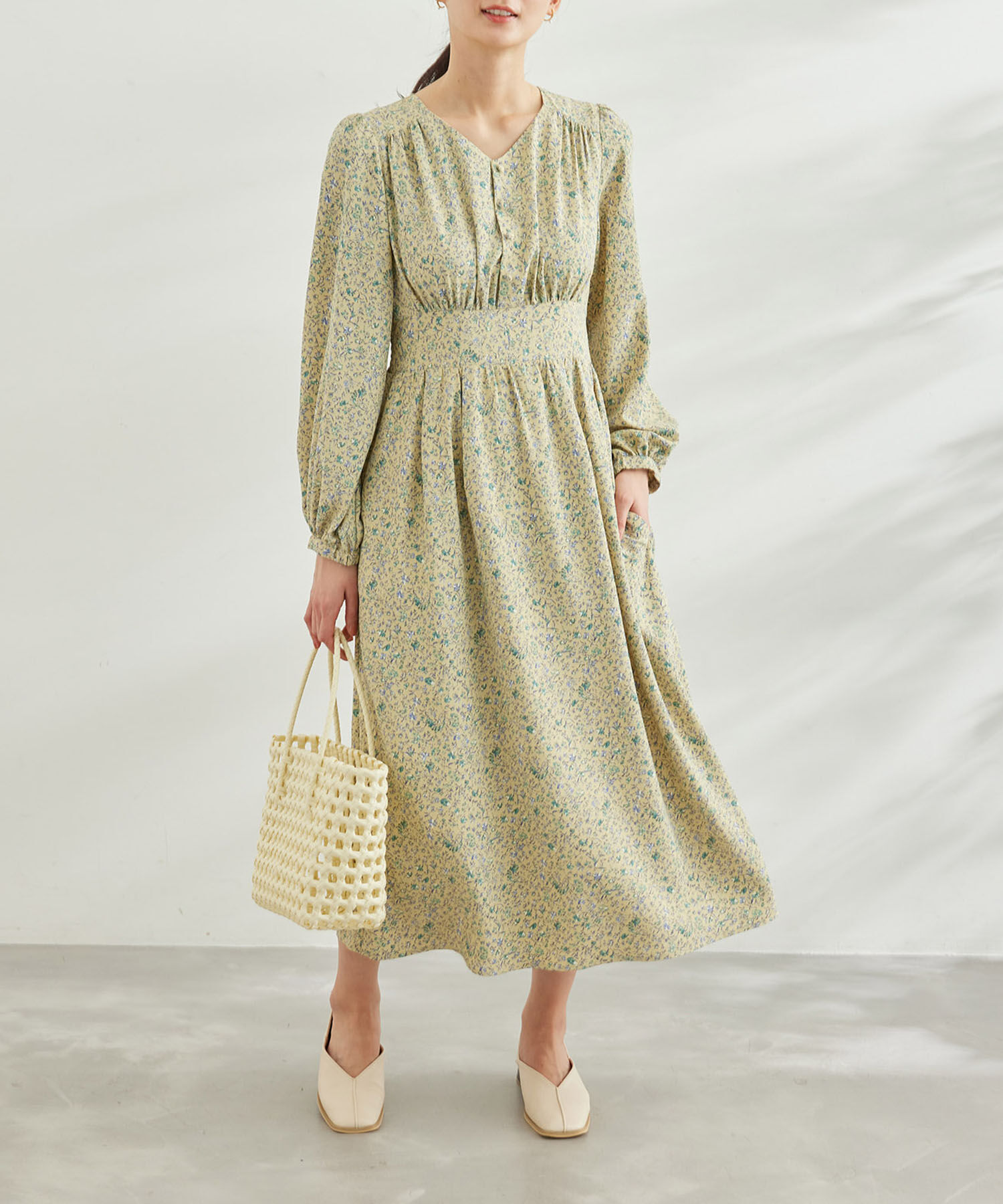 Rope&rsquo;Picnic「小花柄ハイウエストワンピース」|ワンピース|