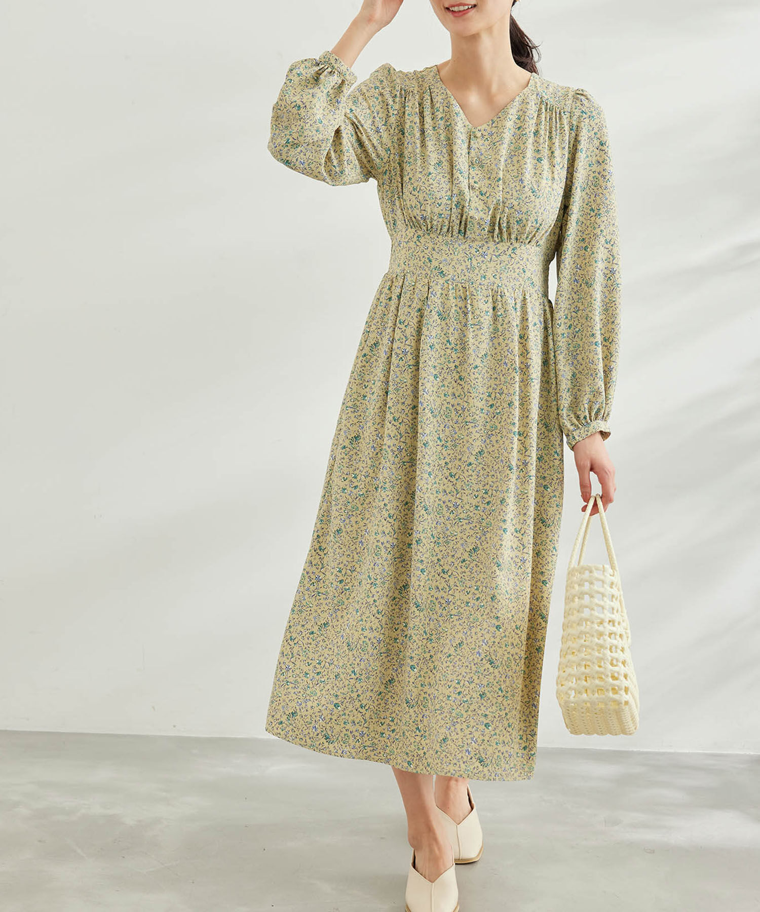 Rope&rsquo;Picnic「小花柄ハイウエストワンピース」|ワンピース|