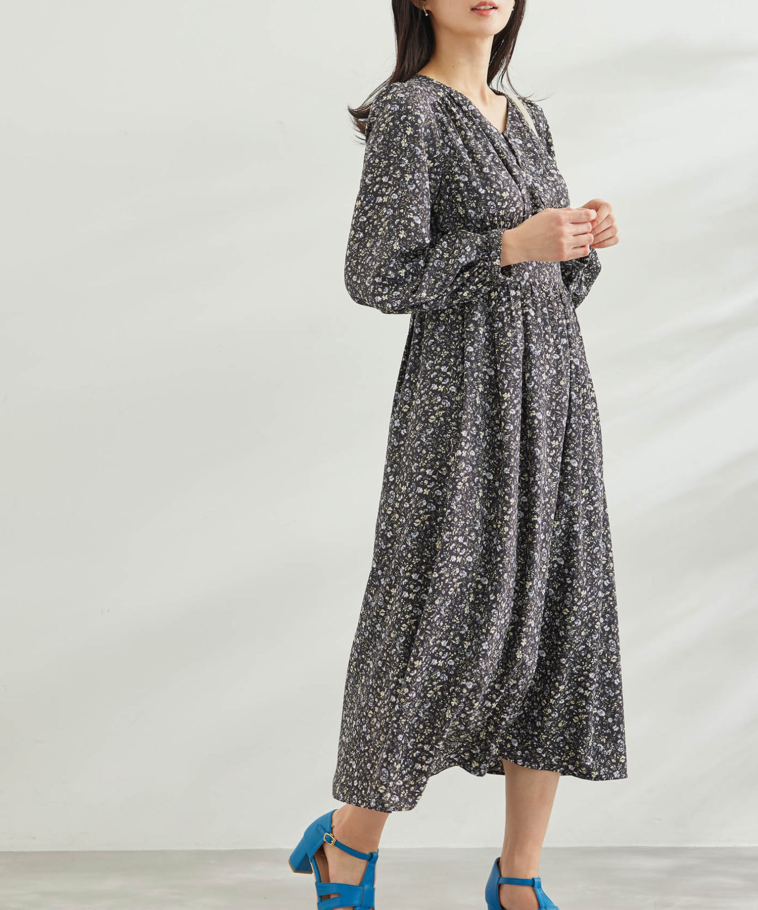 Rope&rsquo;Picnic「小花柄ハイウエストワンピース」|ワンピース|ネイビー(40)