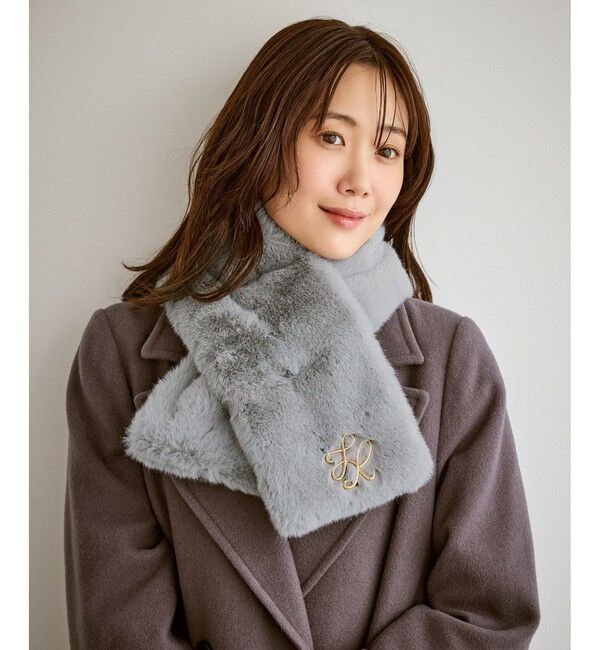 ROPE PICNIC PASSAGE「ブローチ付きフェイクファーティペット」|マフラー|