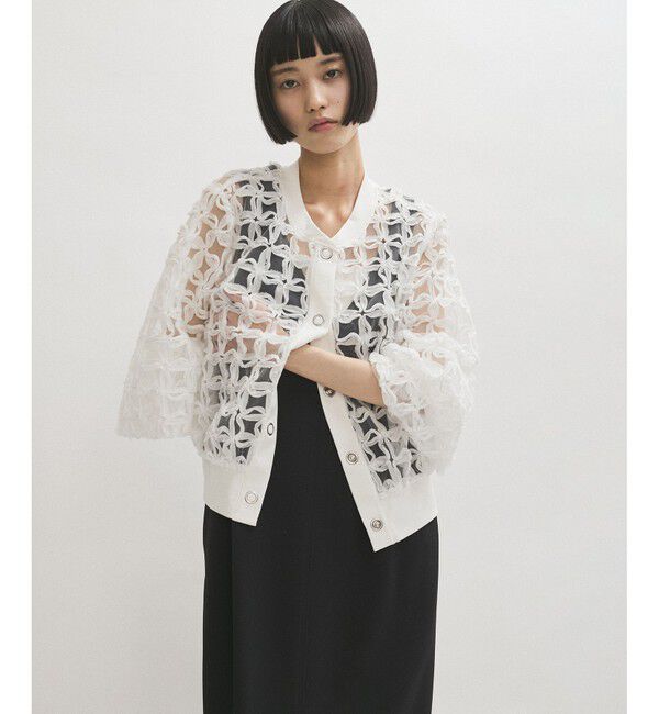 ADAM ET ROPE'「ラインアートレースブラウス」|シャツ・ブラウス|