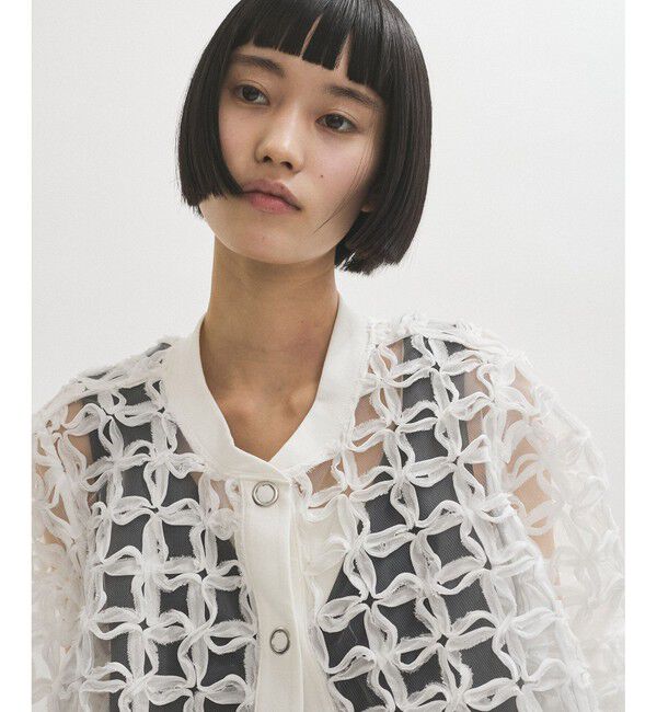 ADAM ET ROPE'「ラインアートレースブラウス」|シャツ・ブラウス|