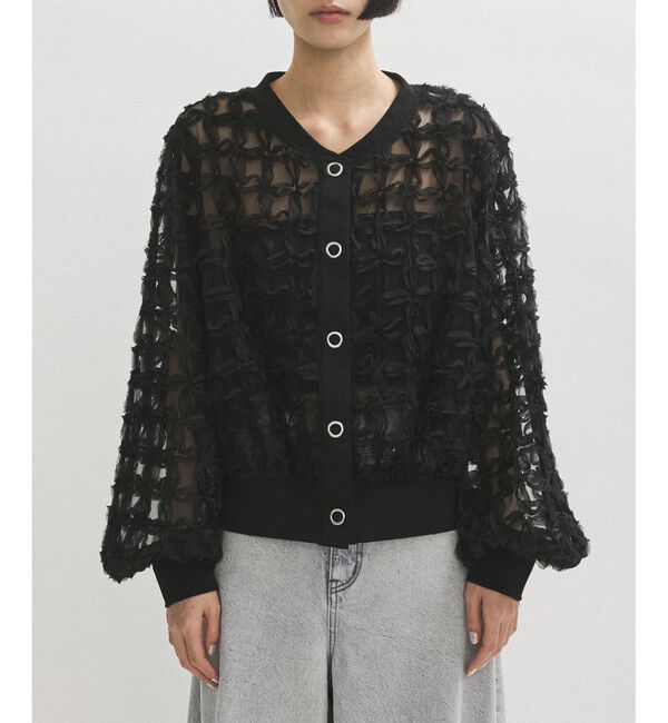 ADAM ET ROPE'「ラインアートレースブラウス」|シャツ・ブラウス|