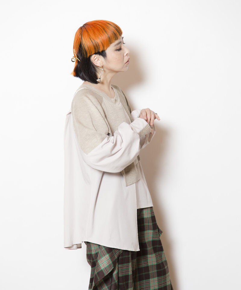  「切替レイヤードニットプルオーバー」|Tシャツ・カットソー|