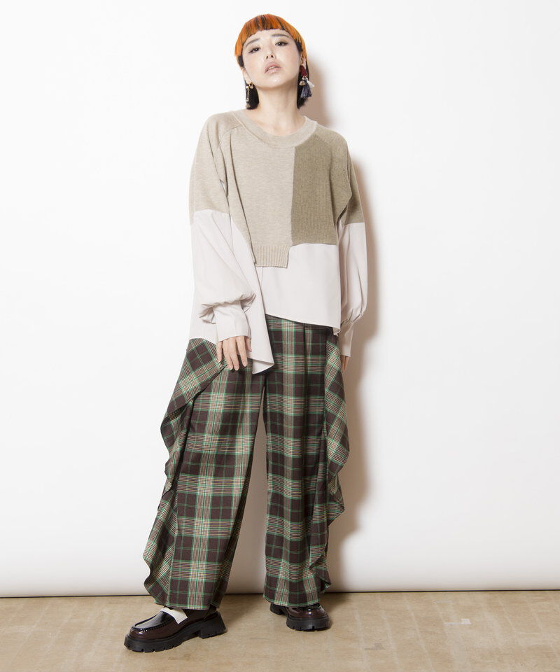  「切替レイヤードニットプルオーバー」|Tシャツ・カットソー|