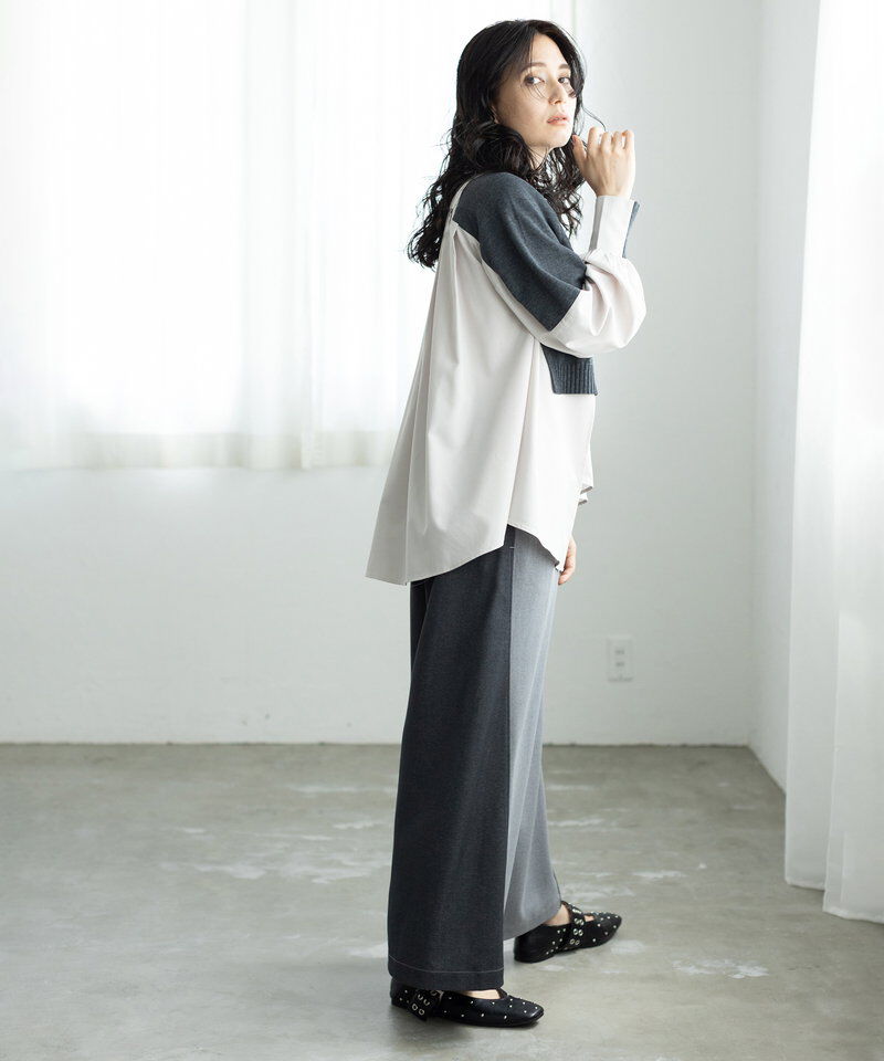  「切替レイヤードニットプルオーバー」|Tシャツ・カットソー|