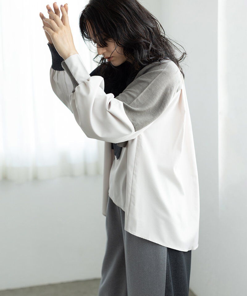  「切替レイヤードニットプルオーバー」|Tシャツ・カットソー|