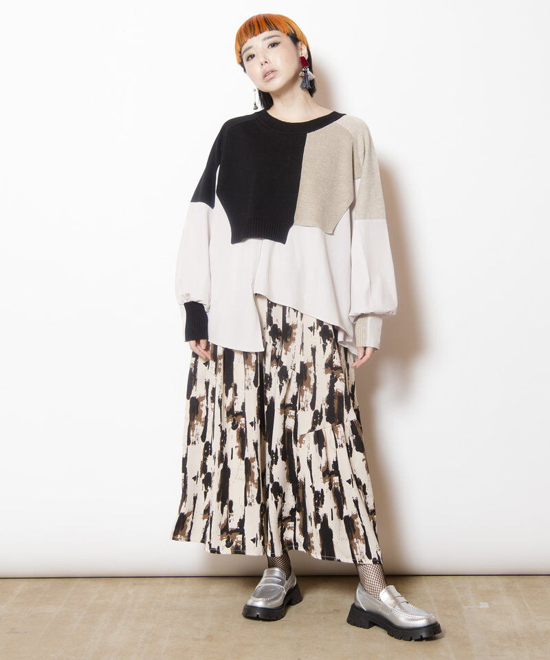 「切替レイヤードニットプルオーバー」|Tシャツ・カットソー|