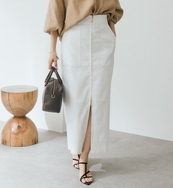  「予約【ウオッシャブル/多機能】フロントZIPタイトスカート」|スカート|