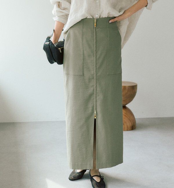  「予約【ウオッシャブル/多機能】フロントZIPタイトスカート」|スカート|