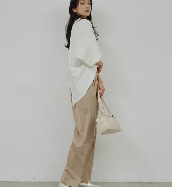  「【手洗い可】タックストレートパンツ」|チノ|