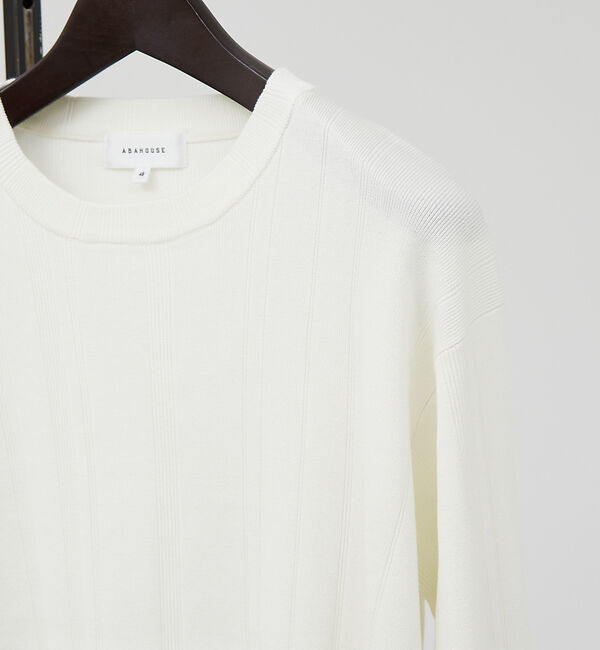 ABAHOUSE「ランダムストライプ 総針プルオーバーニット / クルーネック」|ニット・セーター|