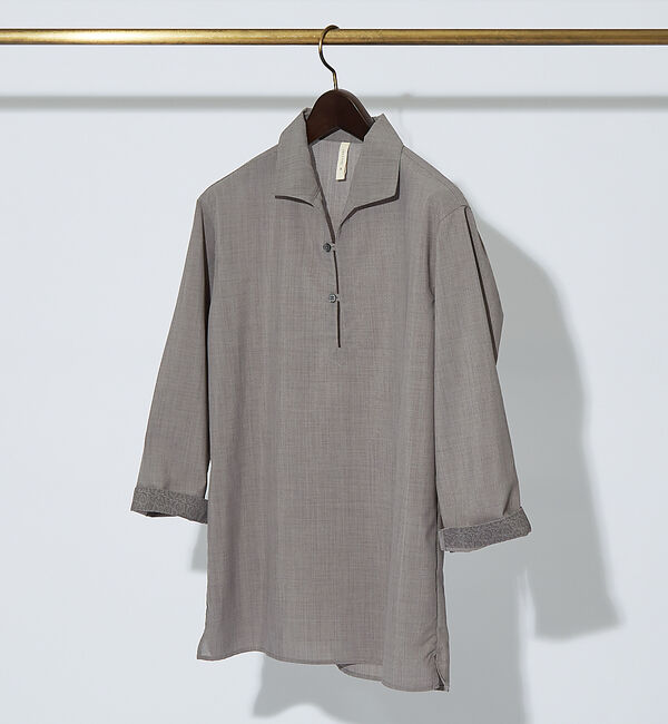 ABAHOUSE「【リネンタッチ】カプリ7分袖シャツ」|シャツ・ブラウス|モカ