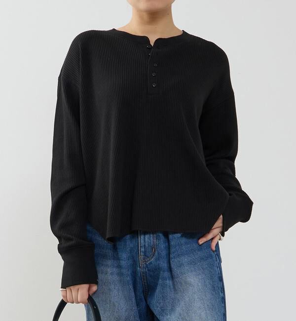 SOFFITTO「ヘンリーネックプルオーバー」|Tシャツ・カットソー|ブラック