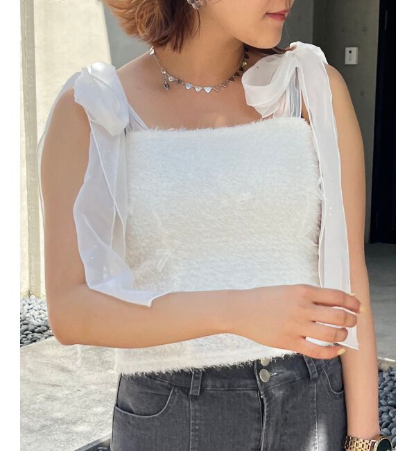 MAJESTICLEGON「ラメリボンプードルビスチェ」|キャミソール|