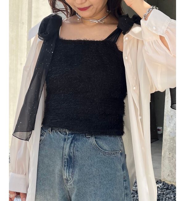 MAJESTICLEGON「ラメリボンプードルビスチェ」|キャミソール|