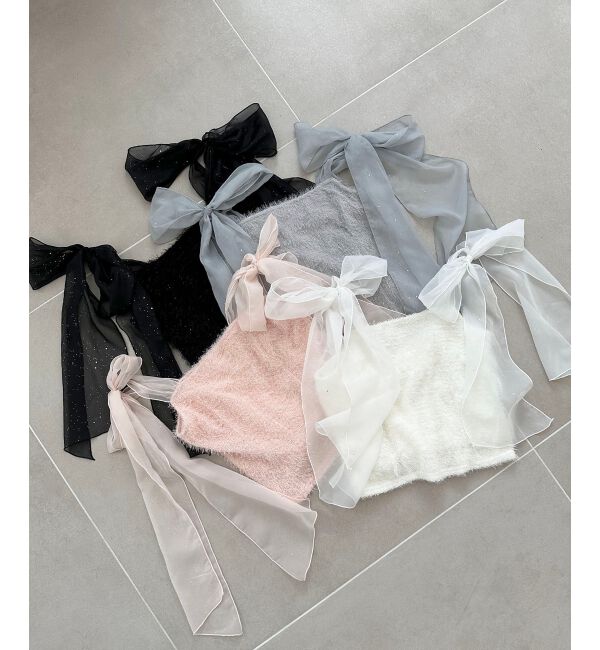 MAJESTICLEGON「ラメリボンプードルビスチェ」|キャミソール|