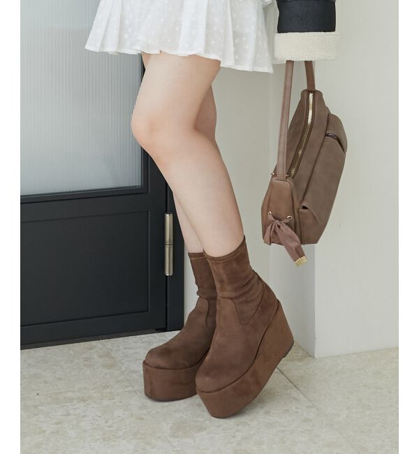 MAJESTICLEGON「厚底ストレッチショートブーツ」|ショートブーツ|