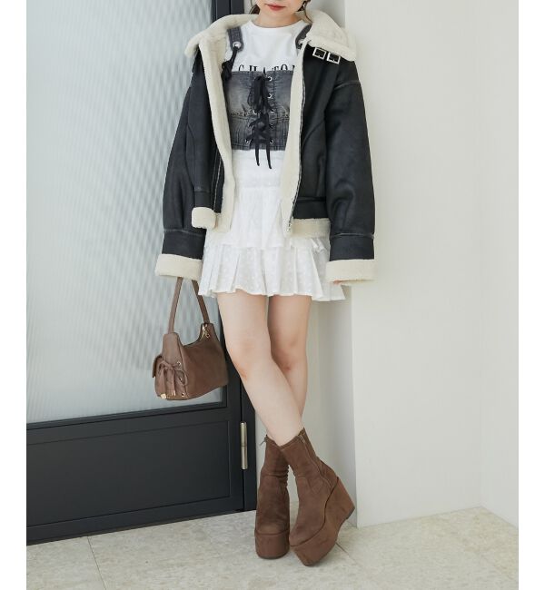 MAJESTICLEGON「厚底ストレッチショートブーツ」|ショートブーツ|