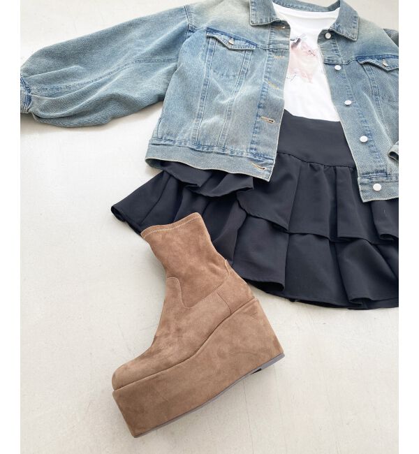 MAJESTICLEGON「厚底ストレッチショートブーツ」|ショートブーツ|