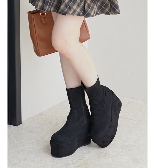 MAJESTICLEGON「厚底ストレッチショートブーツ」|ショートブーツ|