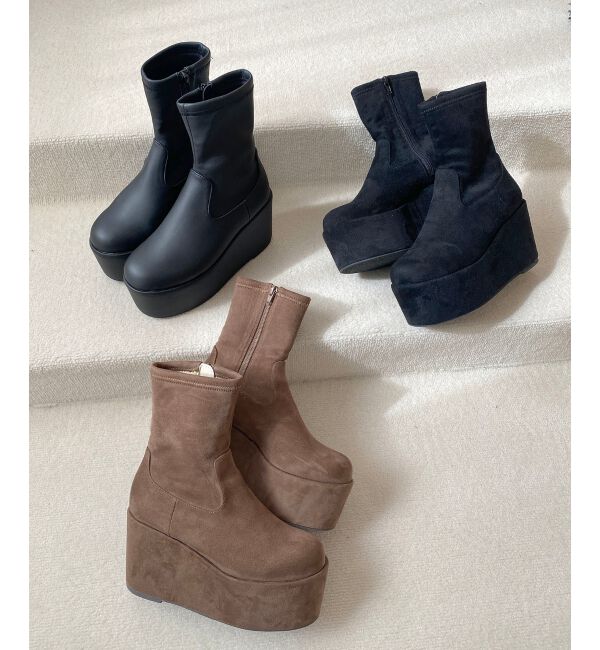 MAJESTICLEGON「厚底ストレッチショートブーツ」|ショートブーツ|