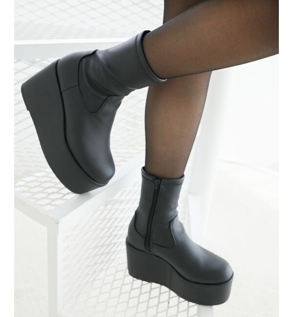 MAJESTICLEGON「厚底ストレッチショートブーツ」|ショートブーツ|