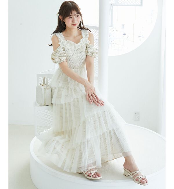  「スイートチュールティアードワンピース」|ワンピース|