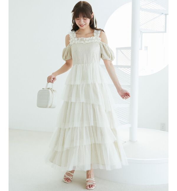  「スイートチュールティアードワンピース」|ワンピース|