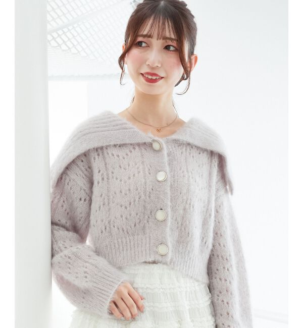  「キラフワビッグカラーハートカーデ」|カーディガン|