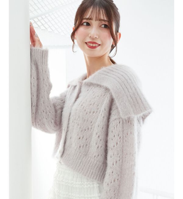  「キラフワビッグカラーハートカーデ」|カーディガン|