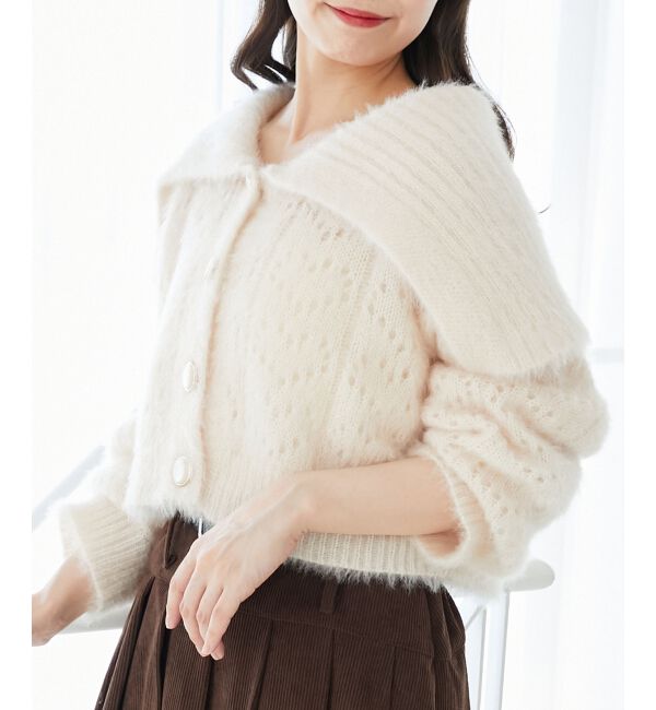  「キラフワビッグカラーハートカーデ」|カーディガン|