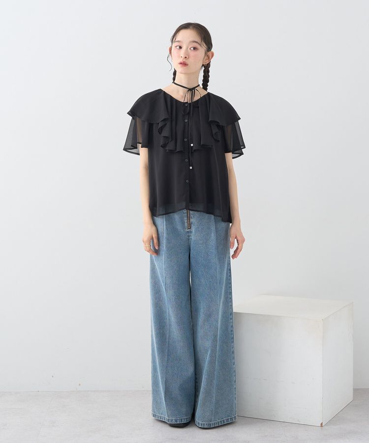 earth music&ecology「チョーカー付き楊柳ラッフルブラウス」|シャツ・ブラウス|