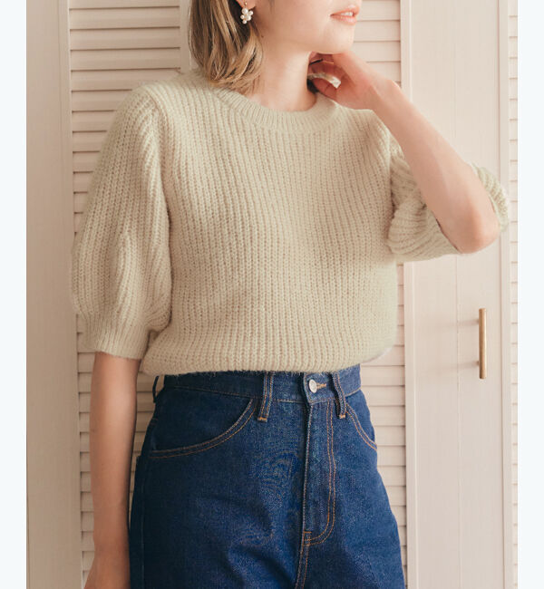 titivate「アームウォーマー付パフスリーブニット」|ニット・セーター|