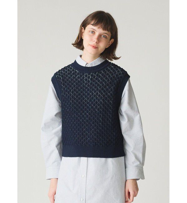 MidiUmi「MidiUmi メッシュニットベスト」|ベスト・ジレ|ネイビー